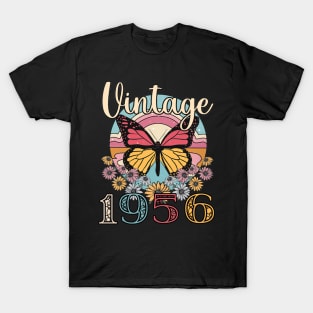 Floral Butterfly Retro Vintage 1956 67th Birthday T-Shirt